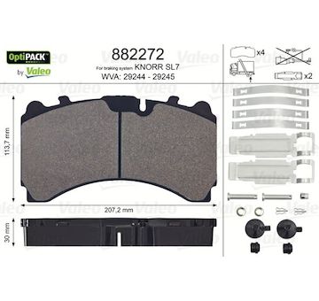 Sada brzdových platničiek kotúčovej brzdy VALEO 882272